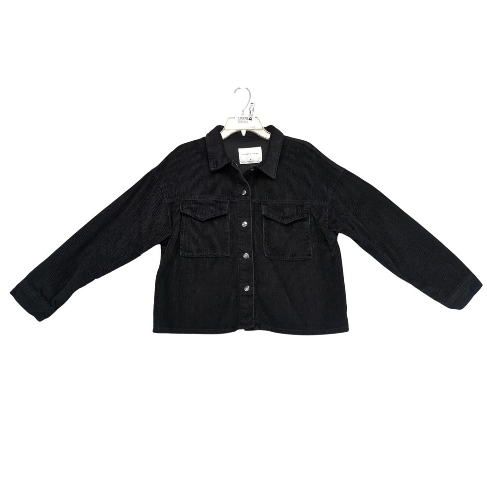 Celebrity Pink Black Corduroy Jacket Womens M Shacket Utility Grunge Cropped Y2K